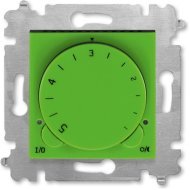 Терморегулятор с поворотной ручкой ABB LEVIT, скрытый монтаж, зеленый / дымчатый черный, 2CHH920003A6067