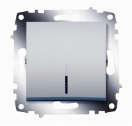 Выключатель 1-клавишный ABB COSMO с подсветкой, скрытый монтаж, алюминий, 619-011000-201