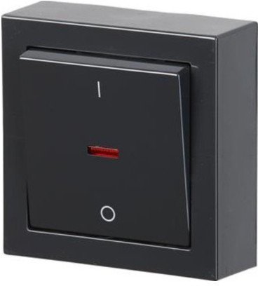 Выключатель 1-клавишный ABB IMPRESSIVO с подсветкой, открытый монтаж, антрацит, 2TKA00001841 в Екатеринбурге