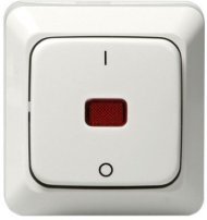 Выключатель 1-клавишный ABB JUSSI с подсветкой, открытый монтаж, белый, 2TKA000137G1