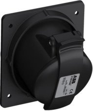 Розетка панельная с угловым минимальным фланцем 316RAM6B, 16A, 3P+E, IP44, 6ч, черный, для шоу-бизнеса, 2CMA100544R1000