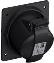 Розетка панельная с угловым минимальным фланцем 416RAM6B, 16A, 3P+N+E, IP44, 6ч, черный, для шоу-бизнеса, 2CMA100545R1000
