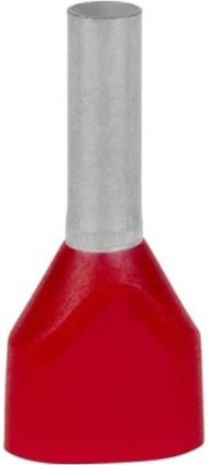 Наконечник каб. 2FER1512P-G, медь лужен./полипропилен, втулка, двойной, красный, 2x1.5мм2, 20мм, 500 шт. в пачке, 7TCA301140R0344